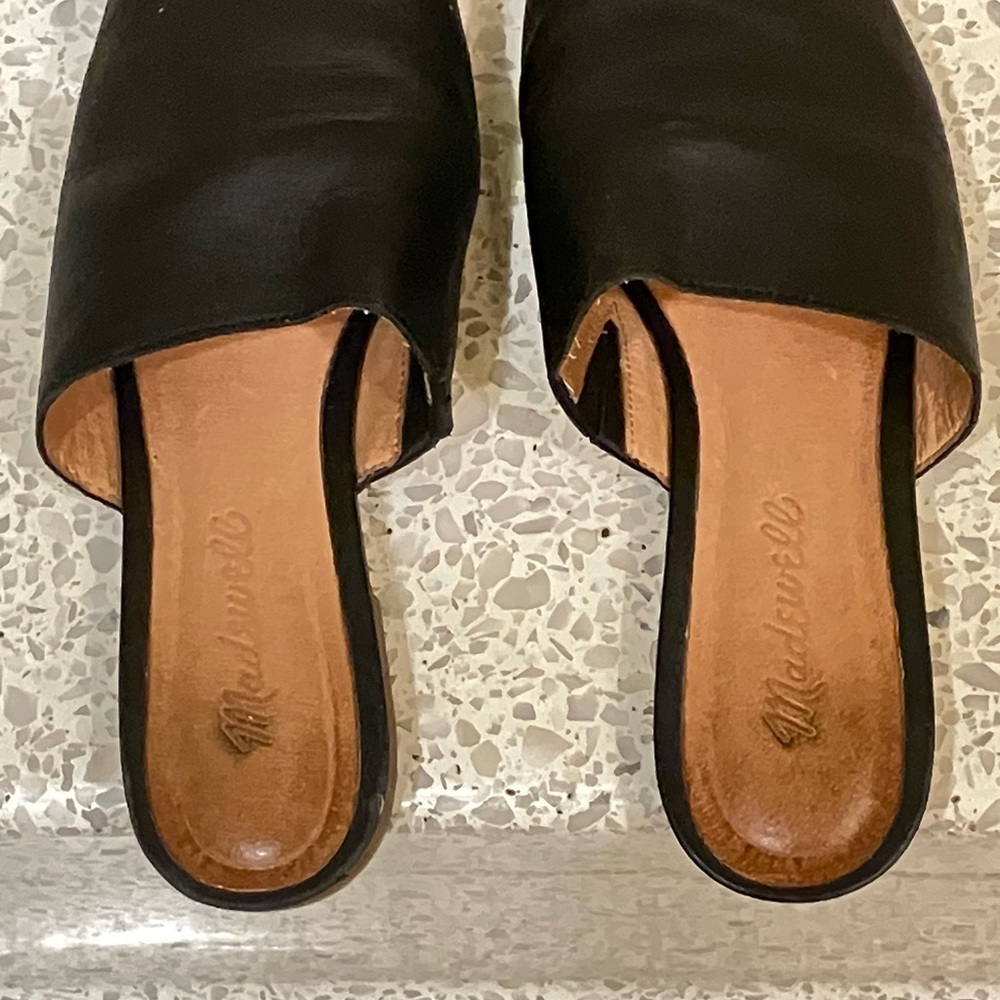 Madewell Black Leather Mule Flats Slip on Loafers. 7 1/2